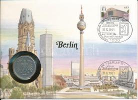 NSZK - Berlin 1981. 5M Ni felbélyegzett borítékban, bélyegzéssel, német nyelvű tájékoztatóval T:XF karc  FRG - Berlin 1981. 5 Mark Ni in envelope with stamp, cancellation and a prospectus in german C:XF scratch