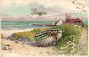 Seaside dinghy litho (EB Rb)