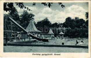 1937 Harkány gyógyfürdő, strand, csúszda. Végh Jánosné kiadása (fl)