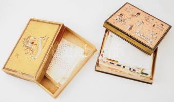 Szalvétagyűjtemény, két bonbonos dobozban