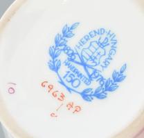 Herendi Apponyi purpur mintás váza pár, háncsnyomott felülettel, jelzett, hibátlan, m: 14,5 cm