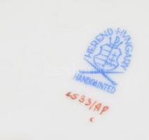 Herendi Apponyi purpur mintás laposváza, plasztikus levél mintákkal. Jelzett, hibátlan, m: 12 cm