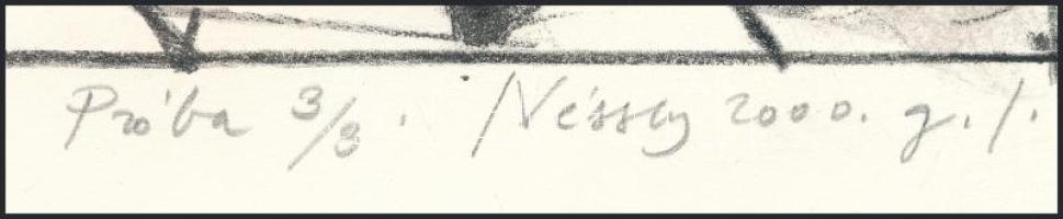 Véssey Gábor (1948-): Paestum, 2000. Litográfia, papír, jelzett, próbanyomat 3/3 számozással, 18×19 ...