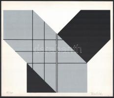 Trombitás Tamás (1952-): Geometrikus kompozíció (cím nélkül), 1982. Szitanyomat, papír, jelzett. Számozott: 64/130. 25,5x33 cm.