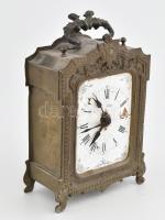 Antik ébresztőóra. Franciország kb 1878. Ingajáratos, fém testtel, jelzett, repedt számlappal, nem m...