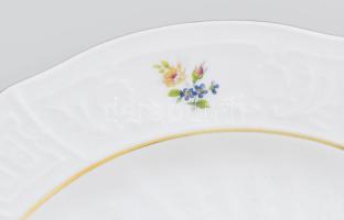 Royal Martin Hollóháza süteményes tányér szett, 6 db, matricás virágmintával, jelzéssel, hibátlan, d...