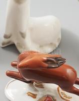 5 darab retro porcelán állatfigura, jelzett, kis kopással, m: 17 cm alatt