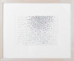 Keserü Károly (1962-): Cím nélkül, 2011. Tus, színes tus, papír, jelzett a hátoldalán címkén. Üvegez...