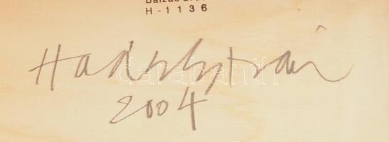 Haász István (1946-): Objekt.petit I, 2004. Kollázs, akril, f, jelzett a hátoldalán. 22x22x5,5 cm