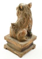 Fo kutya. Faragott fa, Kína, kopott, m: 23 cm