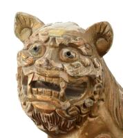 Fo kutya. Faragott fa, Kína, kopott, m: 23 cm