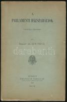 Kun József: A parlamenti házszabályok. Politikai tanulmány. Bp., 1907, Franklin-Társulat, 259+(4) p. Kiadói papírkötés, kissé sérült borítóval, sérült gerinccel, helyenként kissé sérült lapszélekkel.