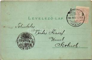 1898 (Vorläufer) Sopron, Oedenburg; Rathaus, Höhere-Tochter-Schule, Theater, Casino, Comitatsplatz, ...