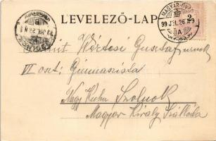 1899 (Vorläufer!) Magyaróvár, Mosonmagyaróvár; utcakép, Központi Kávéház és sörcsarnok férfiakkal. S...