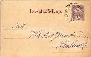 1900 Dombóvár, Templom tér, Új Dombóvár vasútállomás. Rotkay István kiadása (EB)