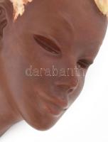 Német art deco jellegű női fej falidísz. Jelzett, átfestett, m: 24 cm