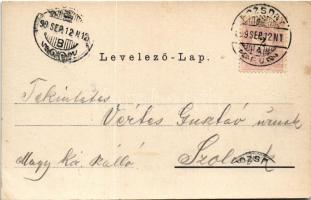 1899 (Vorläufer) Pozsony, Pressburg, Bratislava; Üdvözlet a Pozsonyi helyi ipar kiállításról! Udvork...