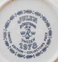 Julien Rörstrand 6 darab dísztányér, 1974-1980, eredeti dobozában, leírásokkal