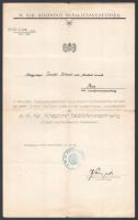 1916, 1938 MÁV felmentési igazolvány + Felvidék visszacsatolása során érdemeiért elismerésben részes...