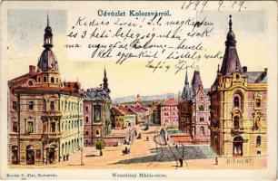 1899 (Vorläufer) Kolozsvár, Cluj; Wesselényi Miklós utca. Kováts P. Fiai kiadása / street view s: Bienert