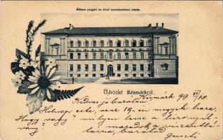 1899 (Vorläufer!) Késmárk, Kezmarok; Állami polgári és felső kereskedelmi iskola / school. Floral (EK)