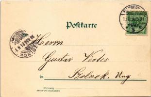 1898 (Vorläufer) Magdeburg, Wilhelmstrasse mit Ulrichskirche / street view, tram, church