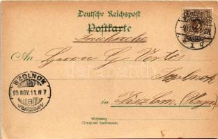 1898 (Vorläufer) Magdeburg, Inselteich, Elb-Ansicht, Dom. Lit. B. No. 147. Art Nouveau, floral, lith...