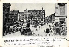 1898 (Vorläufer) Berlin, Alexanderplatz / square, horse-drawn tram, shop of Loeser Wolff, Grand Hotel (EK)