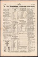 1932 A Tour de Hongrie - a világ legnagyobb amatőr országúti kerékpárversenyének programja, valamint...