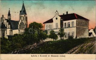 Mszana Dolna, Szkola i Kosciól w Mszanie dolnej / school and church (fa)