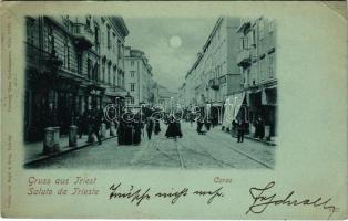 1898 (Vorläufer) Trieste, Trieszt; Corso / street at night (EK)