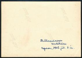 1945 Sopron, csoportkép hittanvizsga emlékére, feliratozva, 6,5×9,5 cm