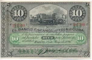 Kuba 1896. 10P T:UNC,AU tollas írás Cuba 1896. 10 Pesos C:UNC,AU doodle by pen Krause P#49c