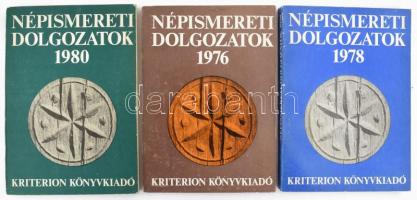 Népismereti dolgozatok 1976, 1978, 1980. Bukarest, 1980, Kriterion. Kiadói papírkötés, kissé kopottas állapotban.