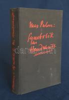 Pulver, Max:  Symbolik der Handschrift. Dritte, durchgesehene und erweiterte Auflage mit 186 Figuren.  Zürich-Leipzig, (1940). Orell Füssli Verlag [ny.] 315 + [5] p. + 2 t. (kihajtható, kétoldalas).  Max Pulver (1889-1952) svájci grafológus írásszakértői kézikönyve a személyiség és az íráskép közötti kapcsolatot vizsgálja, oldalszámozáson belül számos szövegközti ábrával gazdagon illusztrálva. A munka első kiadása 1931-ben jelent meg, példányunk a 3., átdolgozott kiadásból való.  Fűzve, feliratozott kiadói egészvászon kötésben. Jó példány.