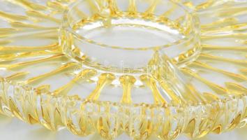 Kristály ötosztatú asztalközép, ezüstpácolt díszítéssel, hibátlan, d: 30 cm