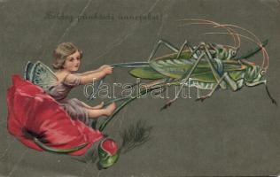 Flower cart girl litho Emb. (b)