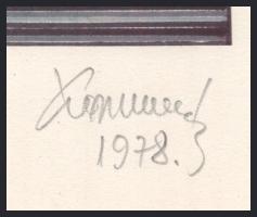 Koppány Frigyes (?-?): Zászlók, 1978. Filctoll, papír, jelzett, papírra kasírozva. 16x16 cm