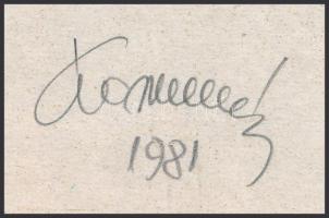 Koppány Frigyes (?-?): Geometrikus alakzatok, 1981. Filctoll, papír, jelzett, kartonra kasírozva. 15...