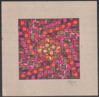 Koppány Frigyes (?-?): Op-art kompozíció, 1977. Filctoll, papír, jelzett, kartonra kasírozva. 15x15 cm