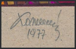 Koppány Frigyes (?-?): Op-art kompozíció, 1977. Filctoll, papír, jelzett, kartonra kasírozva. 15x15 ...