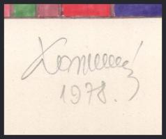 Koppány Frigyes (?-?): Színes geometria, 1978. Filctoll, papír, jelzett, papírra kasírozva. 16x16 cm