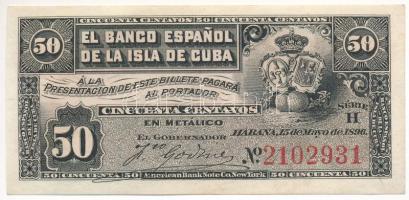 Kuba 1896. 50c T:UNC Cuba 1896. 50 Centavos C:UNC Krause P#46a