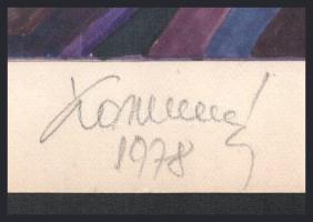 Koppány Frigyes (?-?): Geometria, 1978. Filctoll, papír, jelzett, papírra kasírozva. 19x19 cm