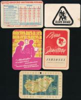 1955-1959 5 db különféle kártyanaptár, közte 1956-os MALÉV