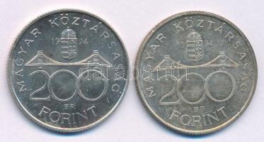 1994. 200Ft "Deák" Ag (2db) T:AU,XF patina Adamo F13.1