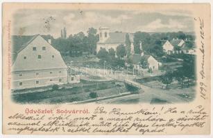 1899 (Vorläufer) Tótsóvár, Sóvár, Solivar (Eperjes, Presov); látkép, templom. Fénynyomat Divald műintézetéből / general view, church (EK)