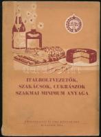 Italboltvezetők, szakácsok, cukrászok szakmai minimum anyaga. Szerk.: Keller László. Bp., 1955., Közgazdasági és Jogi Könyvkiadó. Kiadói papírkötés, kissé sérült, foltos borítóval, a könyv végén egy erősebb sérült lappal és három hiányzó lappal. Megjelent 1000 példányban.