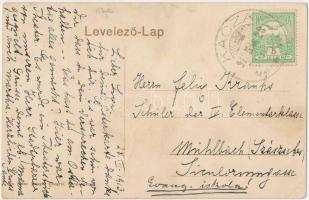 1913 Kaca, Kacza, Katzendorf, Cata; Evangélikus templom. Jos. Heinr. Briegel Fotograf / Lutheran chu...