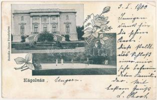 1900 Kápolnás, Caparias, Capalnas; Mocsonyi-Teleki kastély, teniszpálya. Haleska János fényképész / castle, tennis court. Floral (fa)